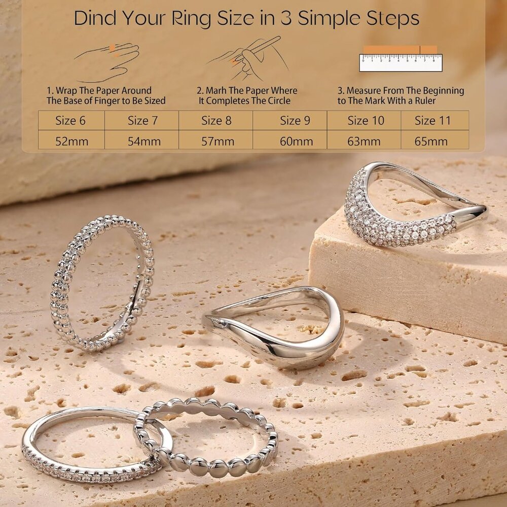 Stylish Cubic Zirconia Stackable Ring Set For Wom… - image 6